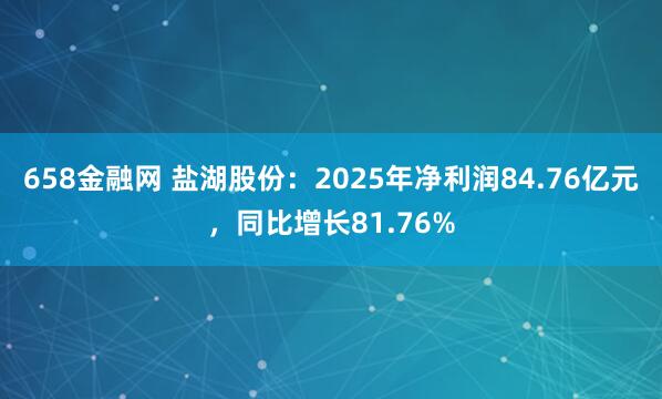 658金融网 盐湖股份：2025年净利润84.76亿元，同比增长81.76%