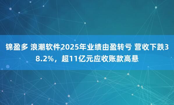 锦盈多 浪潮软件2025年业绩由盈转亏 营收下跌38.2%，超11亿元应收账款高悬
